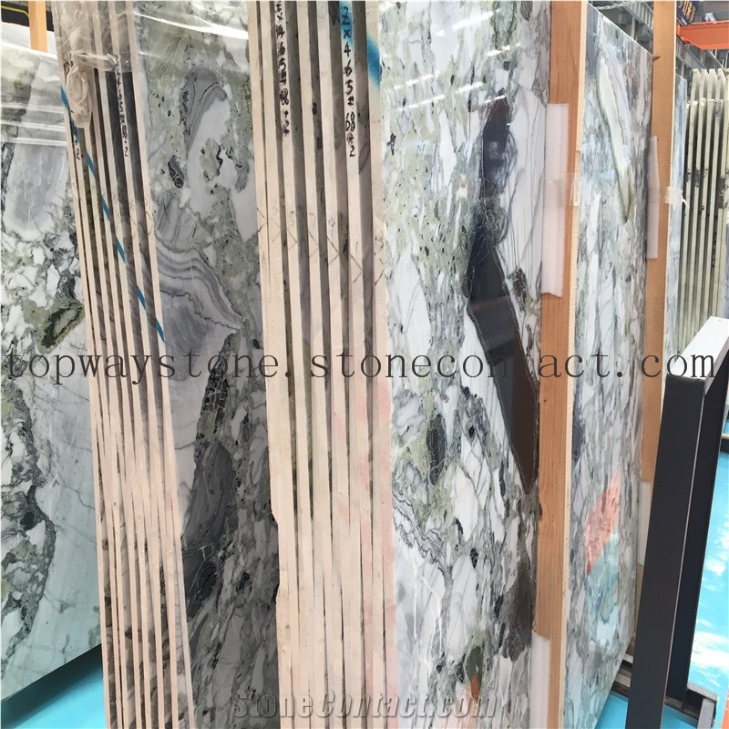 Ice Green,White Beauty Lux Marble,Cold Jade,Colorful Jade Marble Slab Cut to Size with Polished Surface