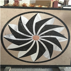 Polished Round Water Jet Medallions, Flooring Tiles,Decorated Hotel Lobby and Hall Tiles&Customized Marble Flooring Paving Tiles Patterns