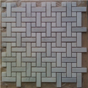 Bianco Carrara White Marble Mosaic Stone Tile Basketweave Pattern Polished for Wall Cladding and Kitchen Backsplash 12"X12"