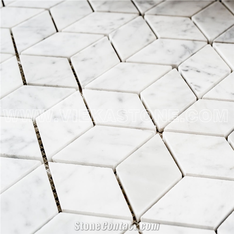 Bianco Carrara White Marble Mosaic Tile Cube Rhombus Pattern 12 X12 Vieka Stone For Kitchen Washroom Bathroom Backsplash Wall And Floor Covering From China Stonecontact Com