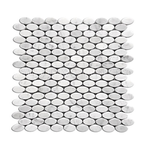 Bianco Carrara White Marble Mosaic Tile Ellipse Oval Polished for Interiro Kitchen, Bathroom, Backsplash Wall Floor Covering