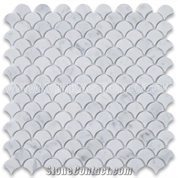 Bianco Carrara White Marble Mosaic Tile Mini Fan Pattern 12 X12 - Mini Marble Mosaic Tile Backsplash Bianco Carrara White Marble Mosaic Tile Mini Fan Pattern 12 X12 - Mini Marble Mosaic Tile Backsplash