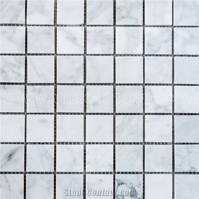 Bianco Carrara White Marble Mosaic Tile Polished Square 30mm 12"X12" Vieka Stone for Kitchen, Washroom, Bathroom, Backsplash Wall and Floor