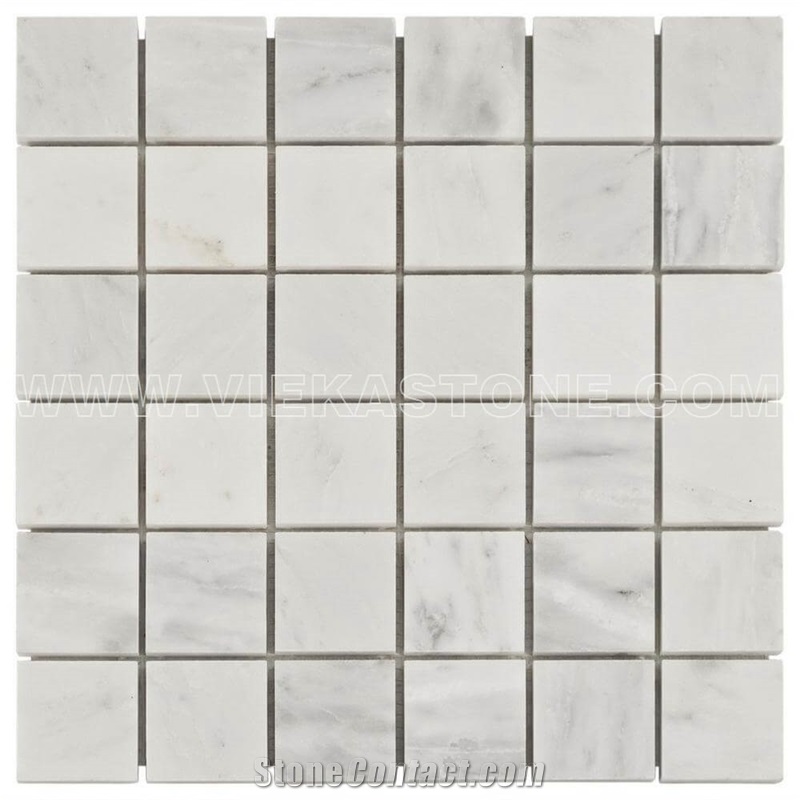 Bianco Carrara White Marble Mosaic Tile Polished Square 30mm Vieka Stone for Kitchen, Washroom, Bathroom, Backsplash Wall and Floor Covering