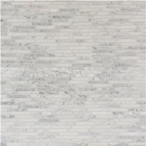 Bianco Carrara White Marble Mosaic Tile Thin Strips Brick Polished for Interiro Kitchen, Bathroom, Backsplash Wall Floor Covering