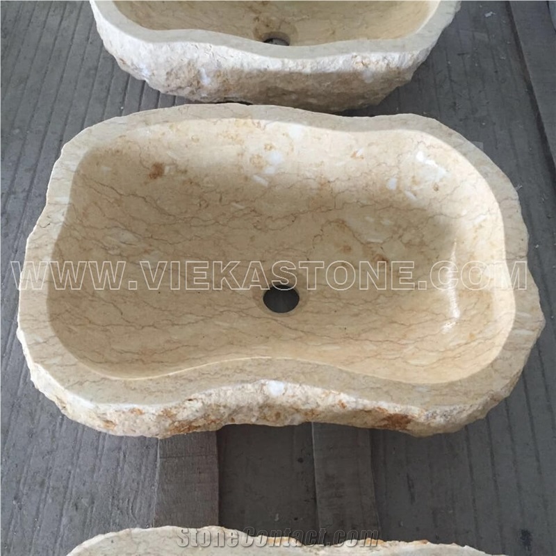China Beige Marble Polished Round Washbasin Wash Bowls Sink & Basins for Kitchen and Bathroom from Manufacturer Vieka Stone
