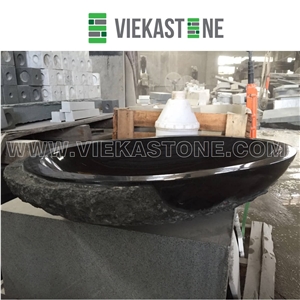 China Black Granite & Marble Round Wash Bowls Sink & Basins for Kitchen and Bathroom from Manufacturer Vieka Stone