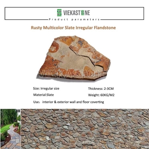 China Irregular Random Flagstone Multicolor Rusty Slate Pavers Nature Stone Split Face Tile for Landscaping Patios Garden Courtyard Decor