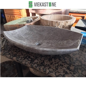 China Light Grey Marble Washbasin Wash Bowls Sink & Basins for Kitchen and Bathroom from Manufacturer Vieka Stone