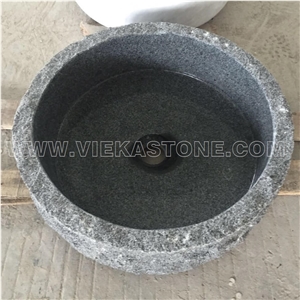 China Padang Dark Grey G654 Round Nature Granite & Marble Washbasin Wash Bowls Sink & Basins for Kitchen and Bathroom from Manufacturer Vieka Stone