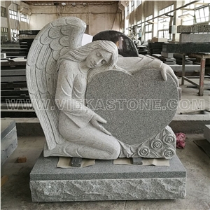 China Padang White G603 Angel Carved Polished Monument & Tombstone，Heart Headstone from Vieka Stone Manufacturer