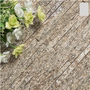 China Tiger Skin Yellow Stacked Stone Veneer Wall Cladding Ledge Stone Panel Split Face Tile Landscaping Interior & Exterior Culture Stone 35x18cm