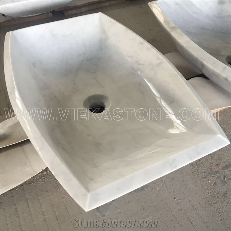 China White Marble Black and White Round Polished Washbasin Wash Bowls Sink & Basins for Kitchen and Bathroom from Manufacturer Vieka Stone