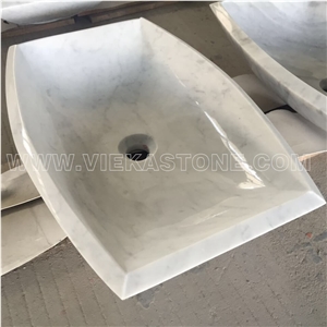 China White Marble Black and White Round Polished Washbasin Wash Bowls Sink & Basins for Kitchen and Bathroom from Manufacturer Vieka Stone