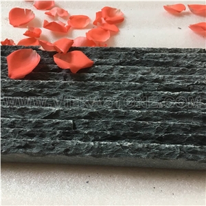 Chinese Black Slate Waterfall a Culture Stacked Stone Exposed Feature Wall Cladding Panel Ledger Split Face Mosaic Tile Rock Ledgestone Veneer 60x15cm