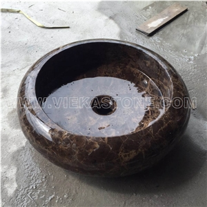 Dark Emperador Marble Washbasin Wash Bowls Sink & Basins for Kitchen and Bathroom from Manufacturer Vieka Stone