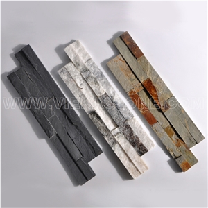 Rusty Multicolor Slate,Black Slate,Cloud Grey Quartzite Culture Stone Wall Cladding Leger Tile Veneer Ledgestone Z Shape