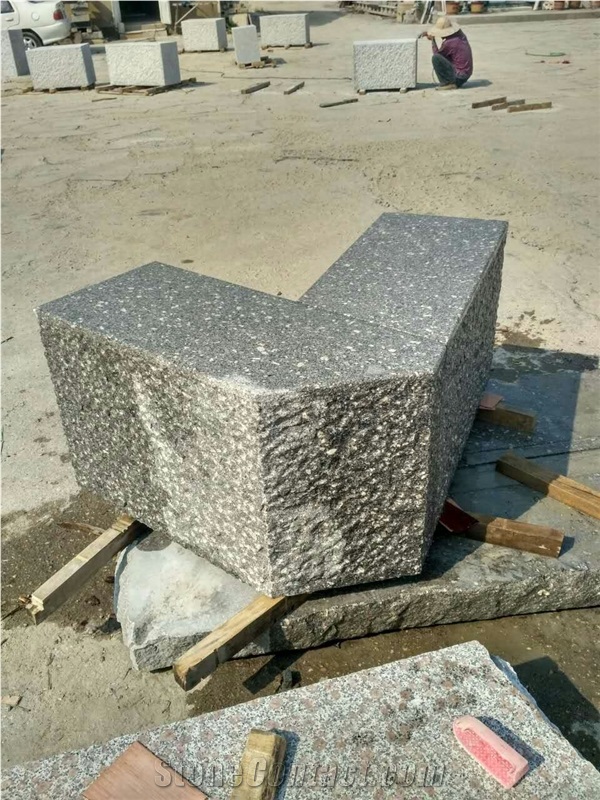 G375 Grey Granite Flamed Bushhammered Fine Picked Surface Shaped Border Stone Sitting Stone