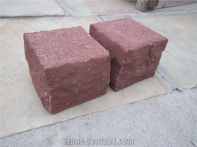 10x10x10 Natural Split Sandstone Cubes, Sandstone Driveway Paving Stone Cube Stone