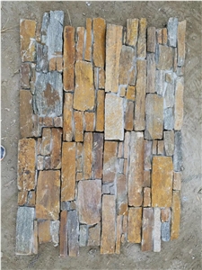 Brown Slate Cultured Stone Wall Cladding, Ledgestone Stacked Stone, Stacked Ledger Stone Veneer