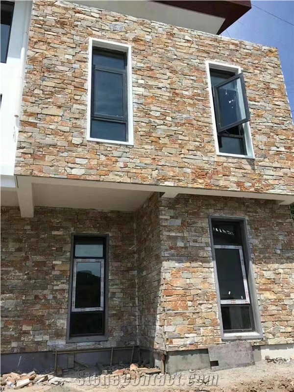 Brown Slate Cultured Stone Wall Cladding, Ledgestone Stacked Stone, Stacked Ledger Stone Veneer
