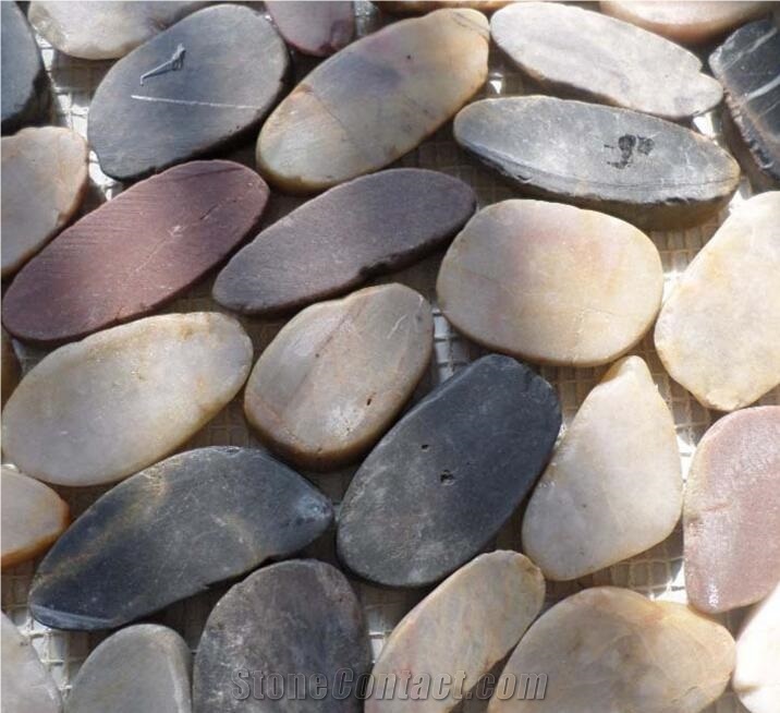 Cheap Sliced Nature River Pebbles Mesh Tiles