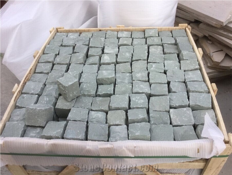 China Green Sandstone/Green Sandstone/China Dark Green Sandstone Pavers & Cube Stone