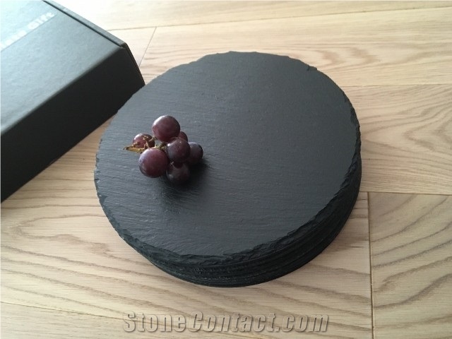 Factory Direct Sales Wholesale Natural 10100.5cm Square Black Slate Coaster Stone Coaster/Tea&Coffee Coaster