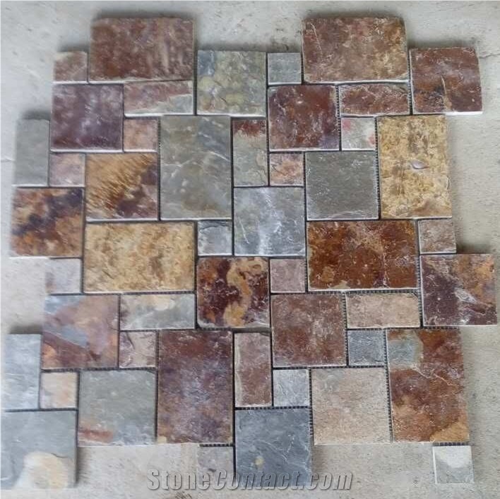 French Pattern Slate Flooring Tile Rusty Yellow Colour