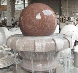 Natural Marble Hand Carved Rolling Fengshui Ball Outside Fountain