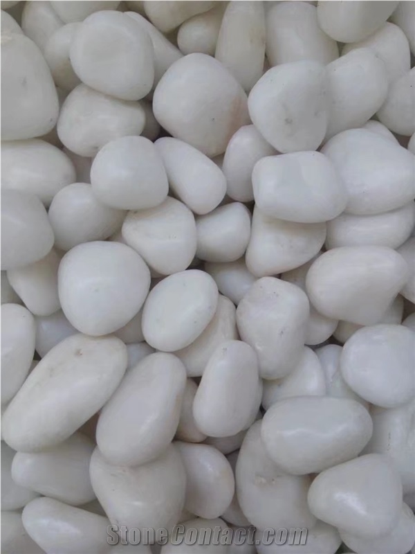 Polished Snow White Pebble Stone with Wax for Landscaping
