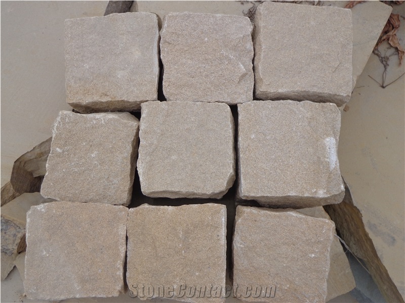 Sandstone Cobble Stone, Sandstone Cube Stones, Sandstone Garden Stepping Pavements