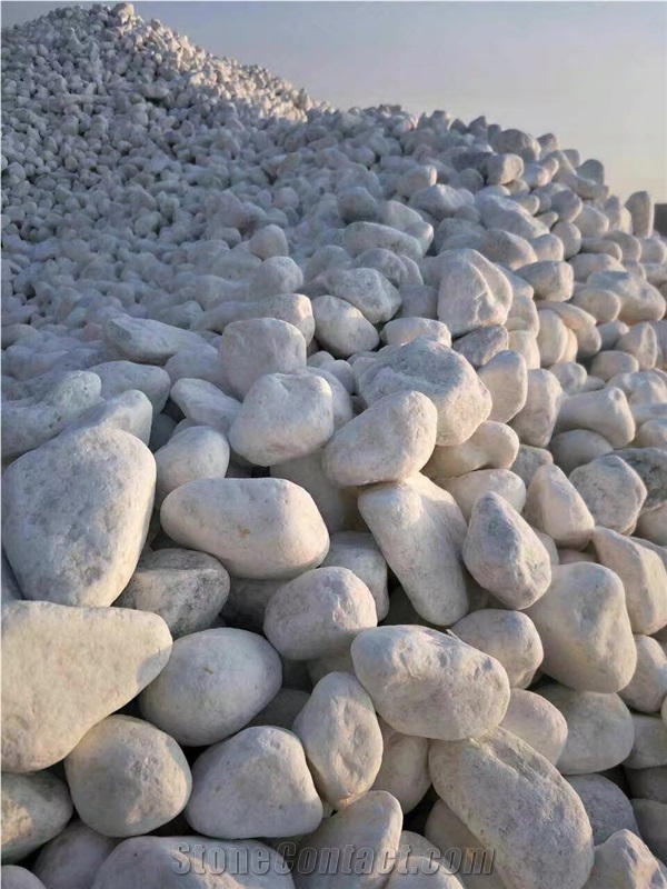 Unpolished Snow White Pebble Stone for Landscaping and Garden Decoration