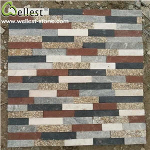 Multi Color Quartizte Ledge Culture Stacked Stone Pannel for Interior Exterior Garden Feature Wall Vaneer Cladding Decor and Pool Waterfall