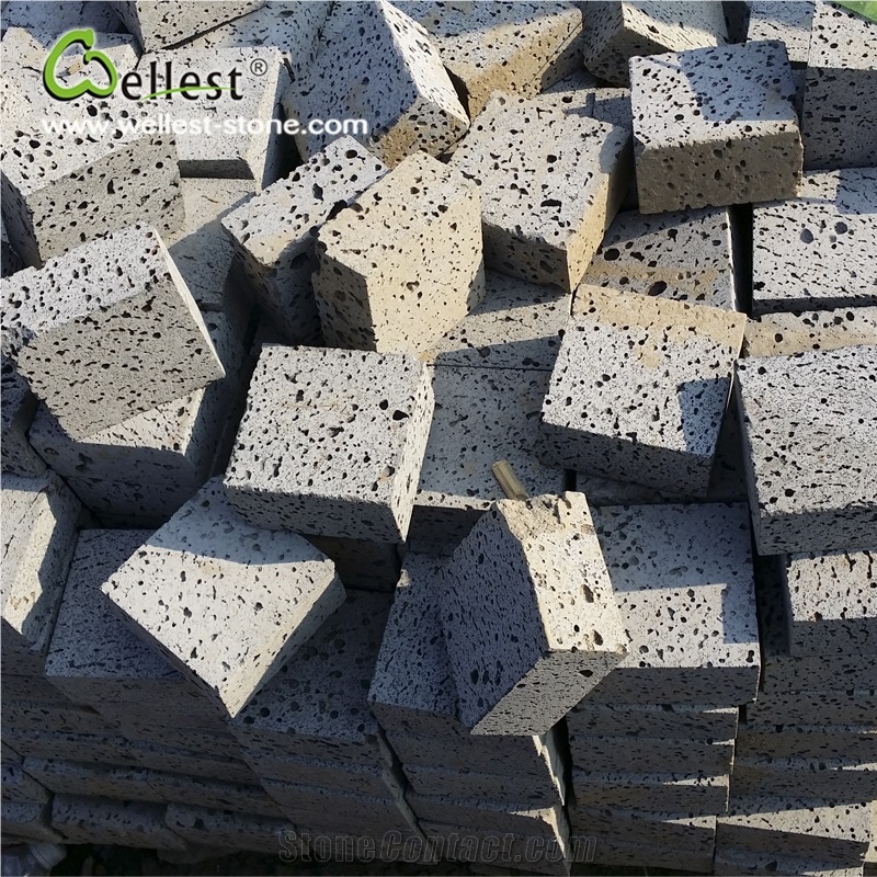 Natural Basalt/Volcanic/Lava Stone Tile Cut to Size Basalt Tile Rough Floor Paving Tile with Holes