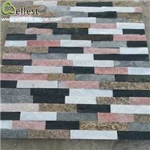 Pink Black Grey White Quartzite Ledge Culture Stacked Stone Pannel for Interior Exterior Garden Feature Wall Vaneer Cladding Decor and Pool Waterfall