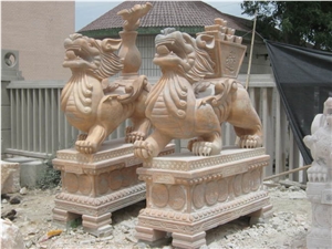 Hand Carved Marble Lion Statue Sculpture