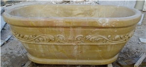 Marble Bathtub with Hand Carved Sculpture