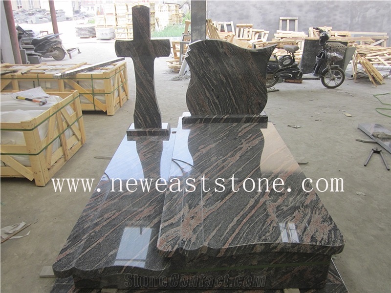 China Aurora Polished Western Style Granite Cross Headstone Tombstone Monuments