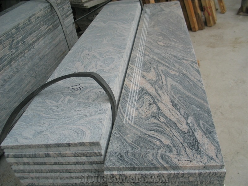 China Juparana Granite Polished Steps, Stair Riser, Stair Treads, Staircase