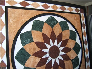 Flower Waterjet Marble Tiles Design Floor Pattern Tile Wholesale
