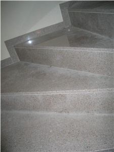G681 Rose Pink/Shrimp Red Granite Honed Steps, Stair Riser, Stair Treads, Staircase