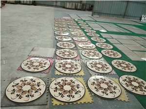 Round Square Shape Marble Water Jet Tile Floor Mosaic Medallions for Villa Project