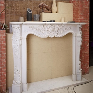 White Marble France Fireplace, Natural Stone Fireplaces,Fireplace Decorating
