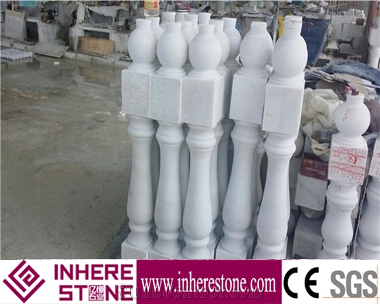 White Marble Staircase Rails,Marble Stone Balustrade,White Marble Stair Baluster