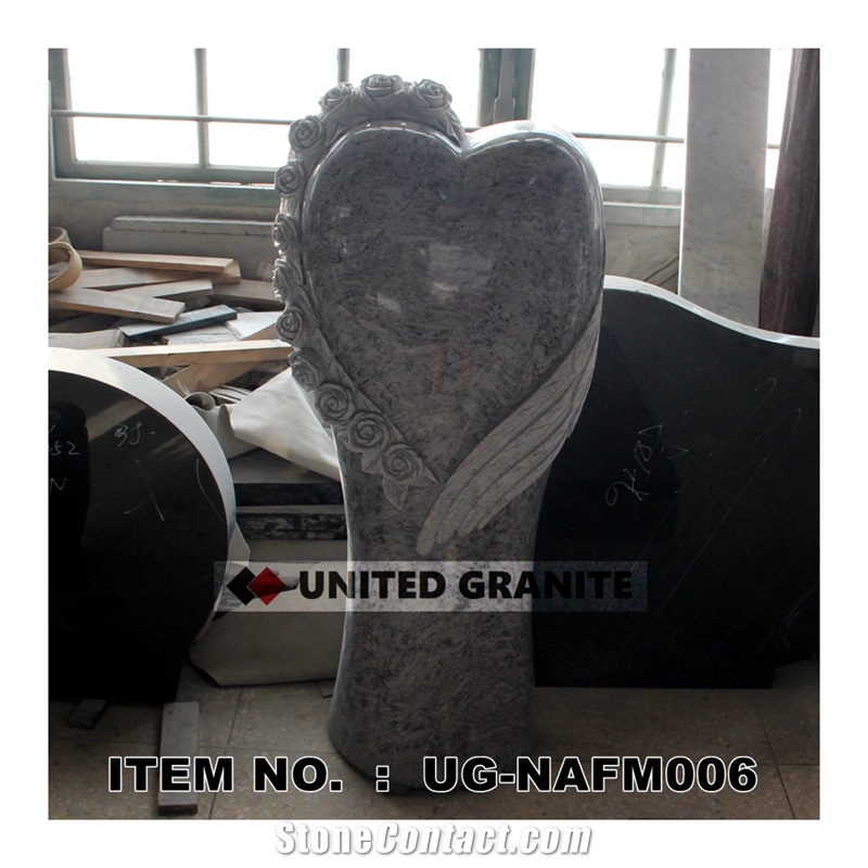 Ug- Nafm0006 Polished Heart W/ Flower Carving Monument & Tombstone
