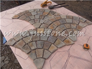 Rusty Slate Cobblestone on Mesh / Fan Shape Paving Stone / Paving Sets