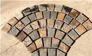 Rusty Slate Cobblestone on Mesh / Fan Shape Paving Stone / Paving Sets