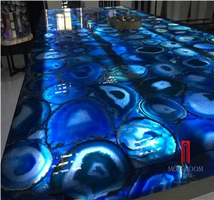 Composite Top Blue Agate Slab for Work Reception Table Counter Top