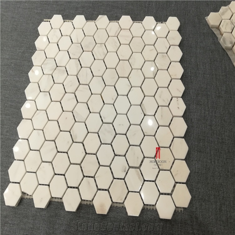 Hexagon Honed Mosaic Tile Meshed on 12x12 Sheet